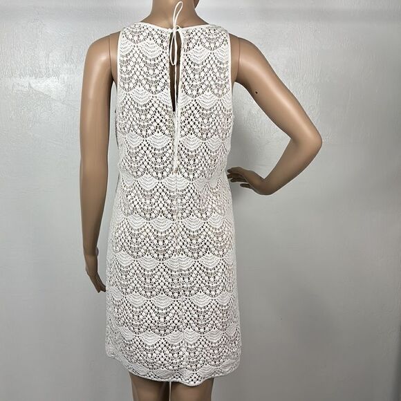 ❤️Last Chance LOFT Sleeveless Crochet Tie Back Shift Dress Size 0 - Picture 3 of 8